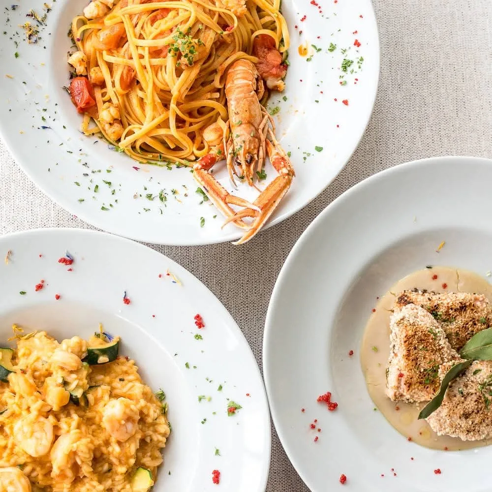 Tre primi piatti serviti assieme